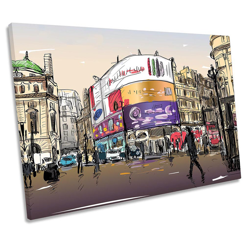 Picadilly Circus London - Wrapped Canvas Painting, 91.4cm H x 137.2cm W  x 4cm D
