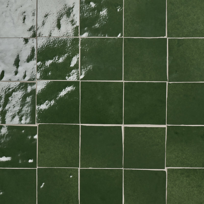 Virello 4x4 Glossy Ceramic Wall Tile, Forest Green