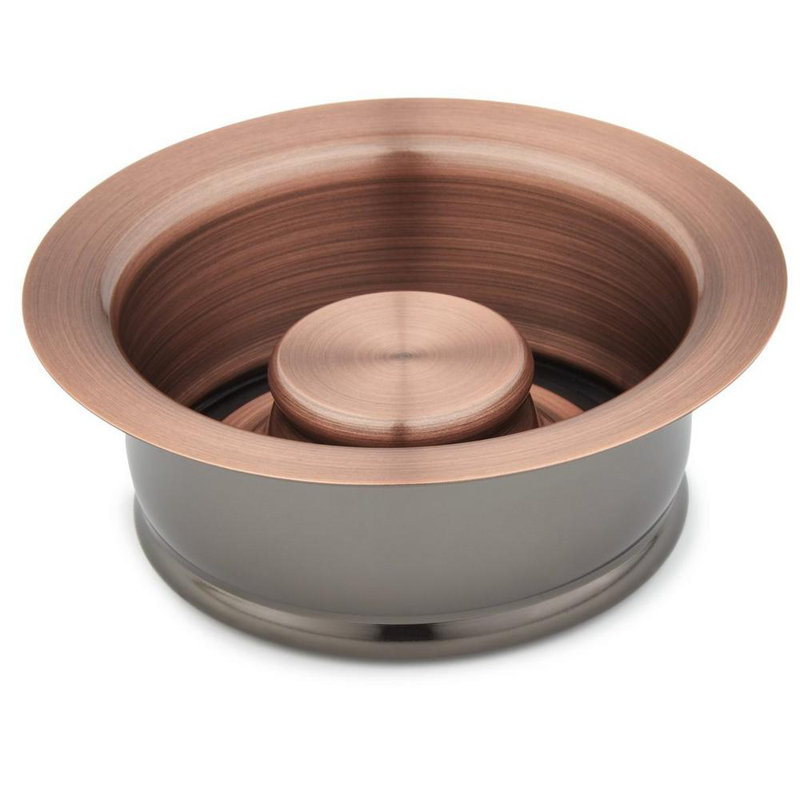 3-1/2" Brass Kitchen Garbage Disposal Flange and Stopper, Satin Copper