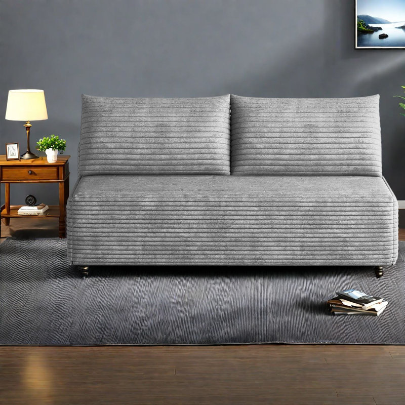 Canapé d'angle sans assemblage, tissu en velours côtelé gris, canapé modulaire moderne pour la maison, Gris