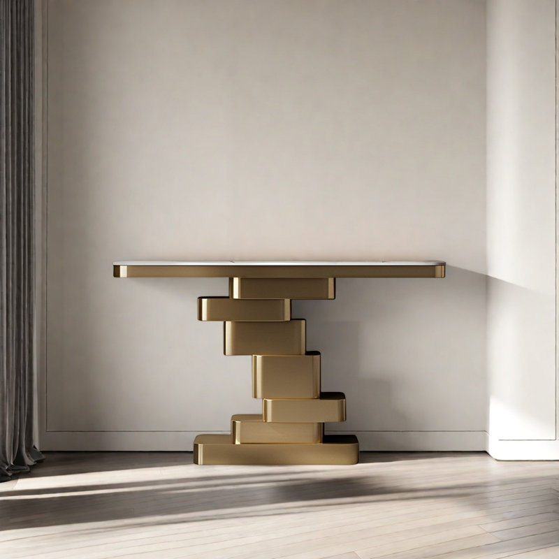Console Modern Minimalist Luxury Art, Or champagne, H 33,46 po x l 47,24 po x P 13,78 po