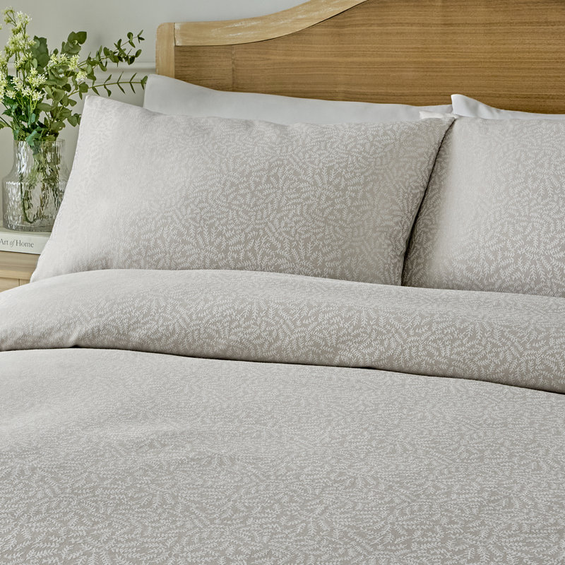 Ditsy Leaf Jacquard Cotton Blend Floral Duvet Cover Set, Double Bed (200 x 200 cm)