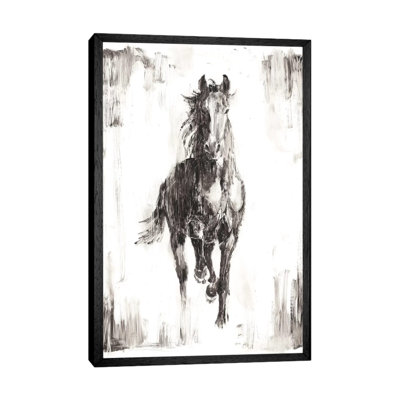 Rustic Black Stallion I by Ethan Harper - Painting on Canvas