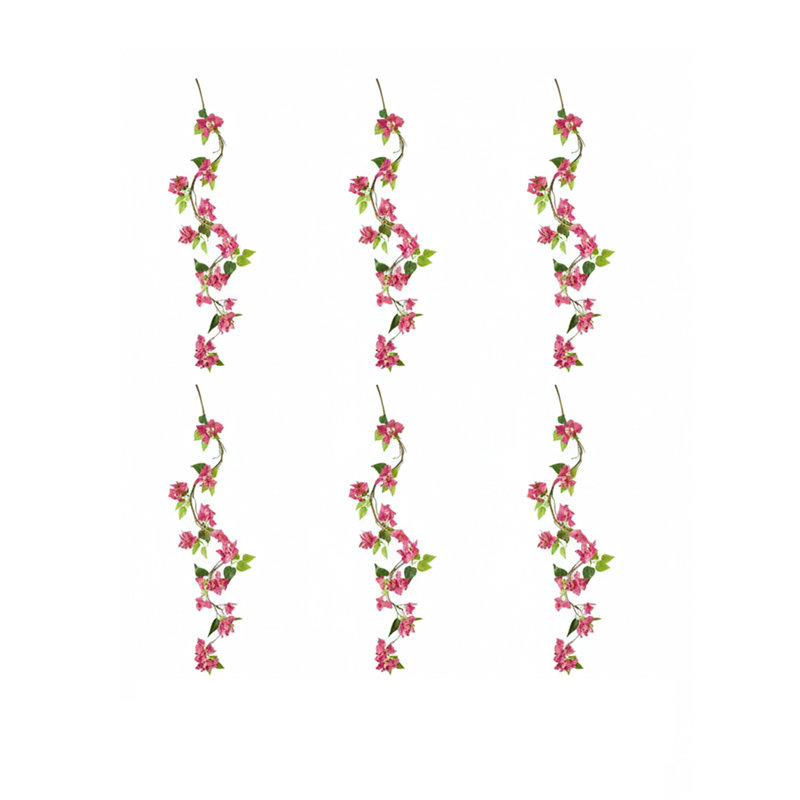  Rose vigne artificielle Bougainvillea rose - guirlande de vigne à fleurs pour fond de mariage, décoration murale, arche et maison, fausse vigne florale, longueur 53,5 po, paquet de 6