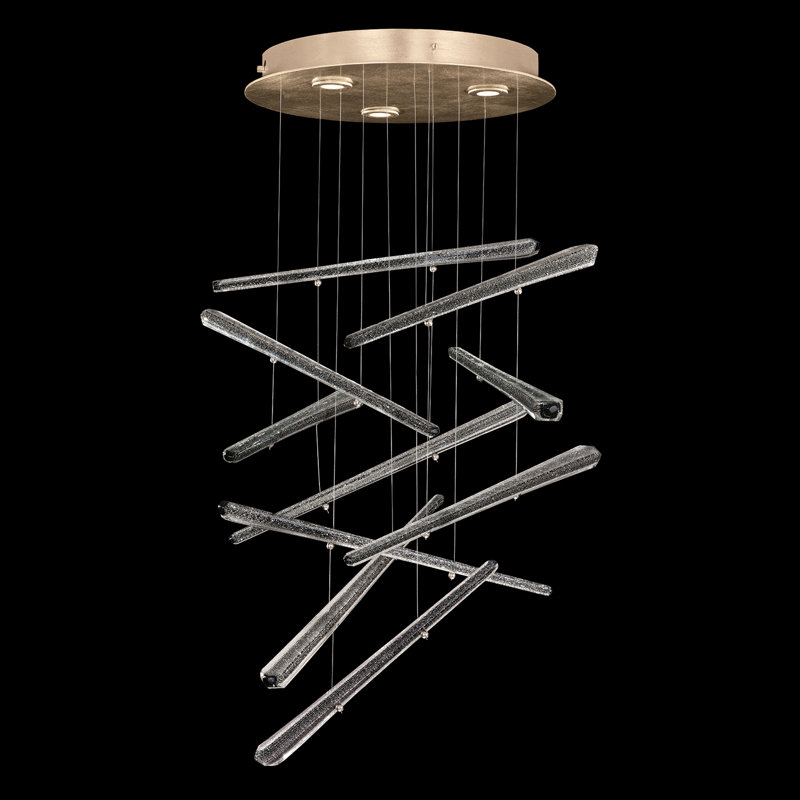 Luminaire suspendu rond 23 po Elevate, Argent, Doré