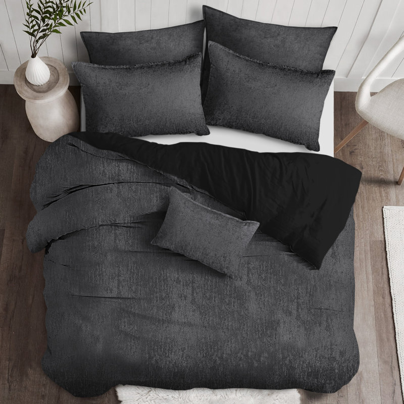 Gray Microfiber Comforter Set, Super King Comforter + 2 King Shams