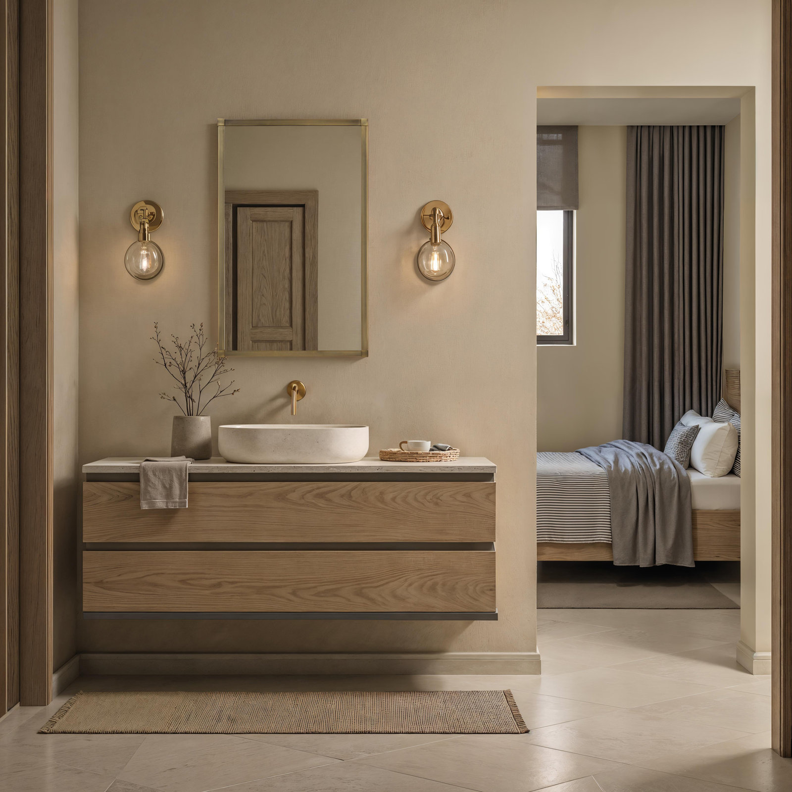22" Accent Mirror, Brushed Brass
