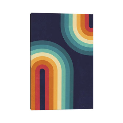«Double Rainbow on Blue» par Emanuela Carratoni - impression sur toile tendue