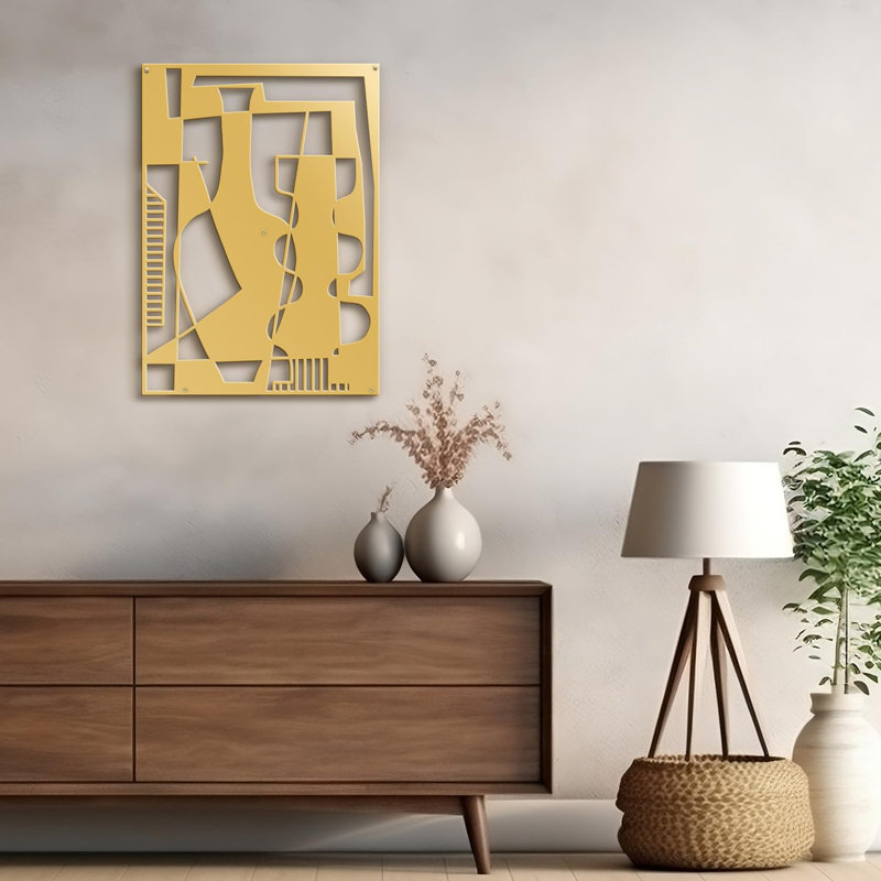 Décoration murale en métal, H 30 po x l 20 po x P 0,05 po, Or