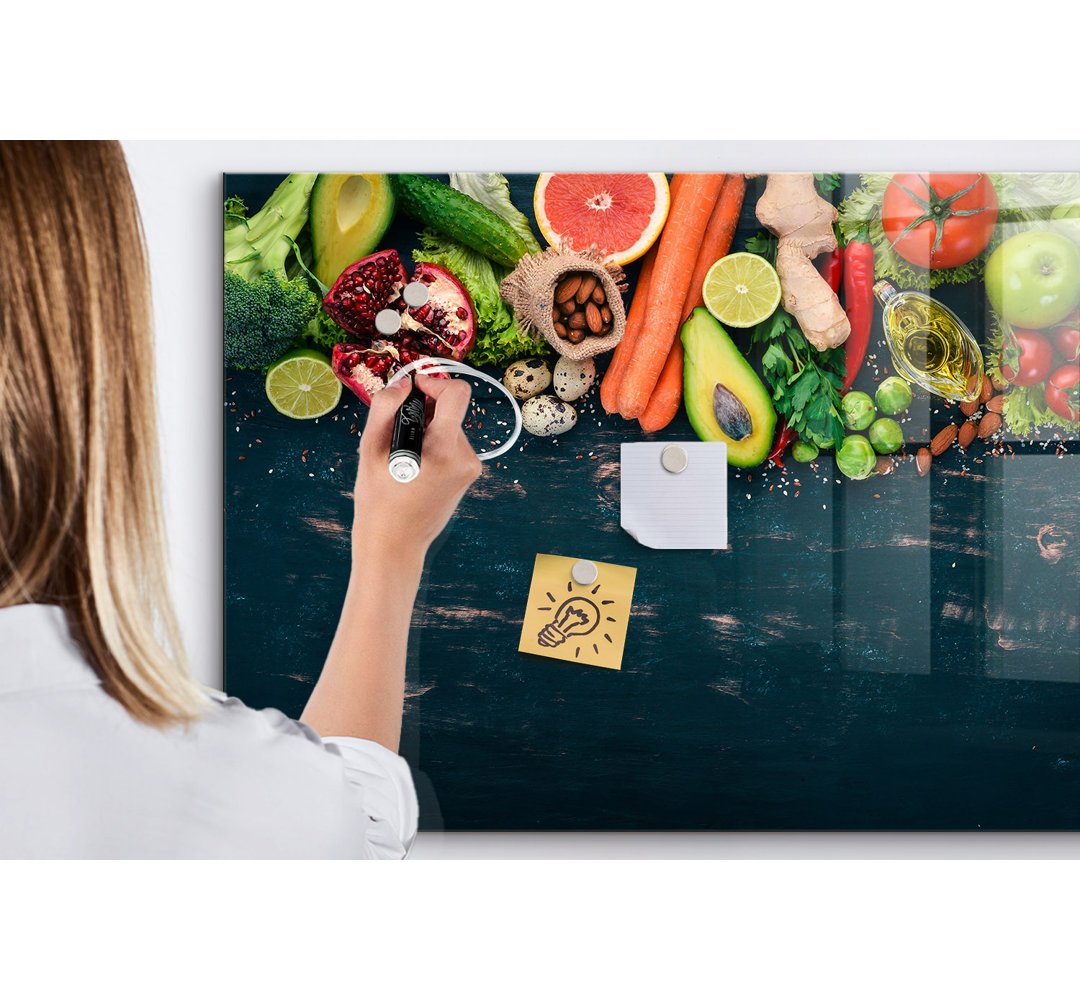 Magnetische Wandlöschtafel Gemüse auf dem Tisch