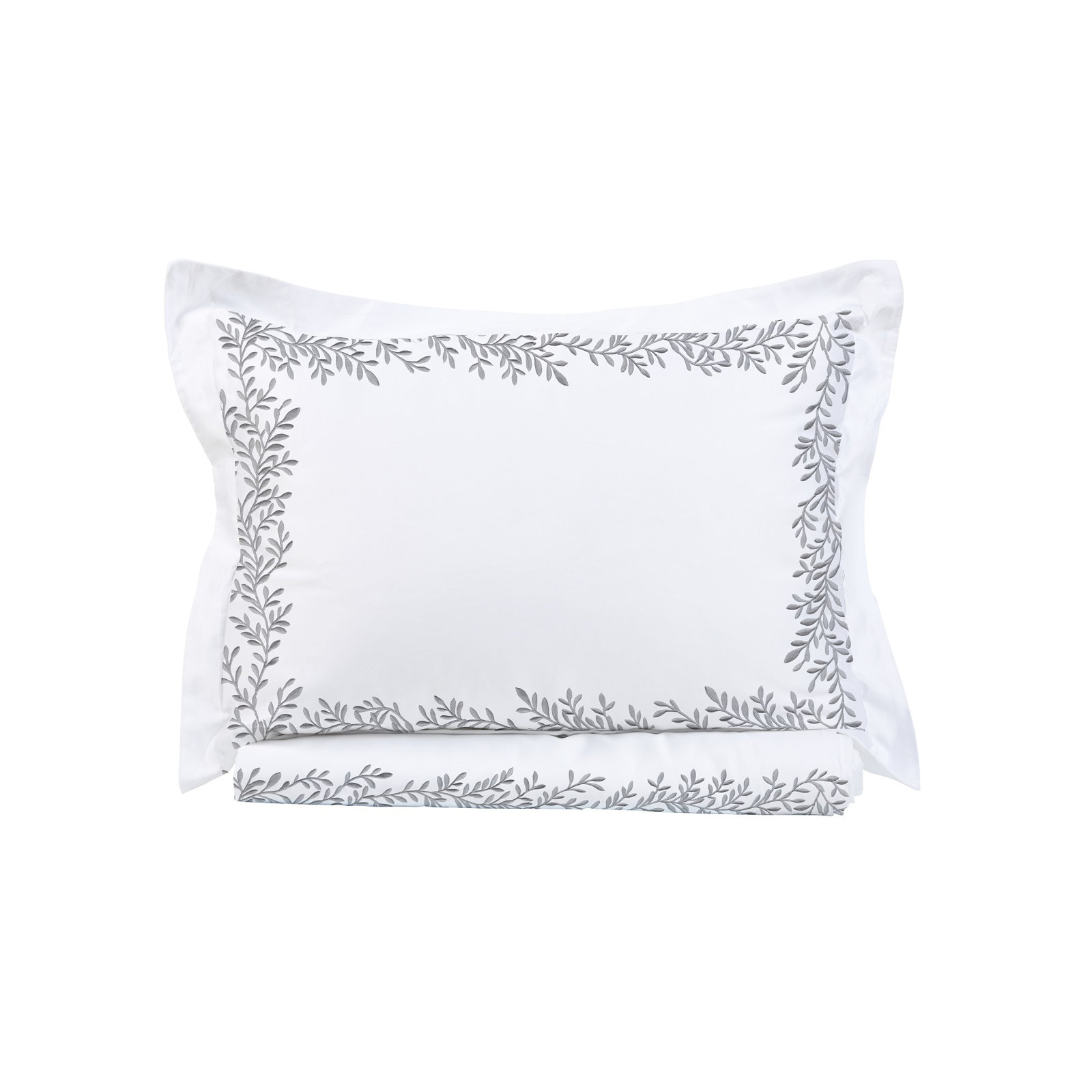 Benna Cotton Duvet Cover Set, Gray/White, Twin Duvet Cover + 1 Standard Sham