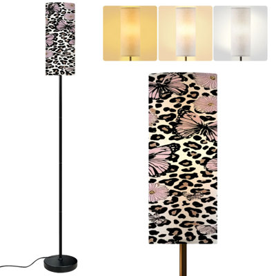  Lampe sur pied de 68,5 po papillon rose à conception à intensité variable avec abat-jour en lin et ampoule DEL incluse