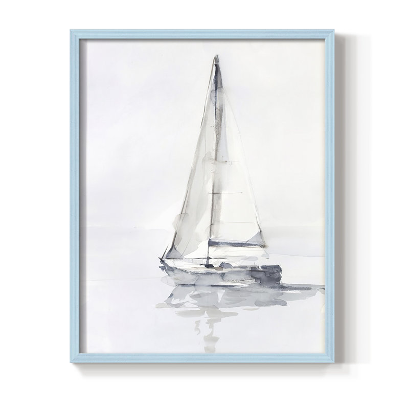 «Misty Harbor I», reproduction encadrée - bois massif, Bleu, H 10 po x l 8 po