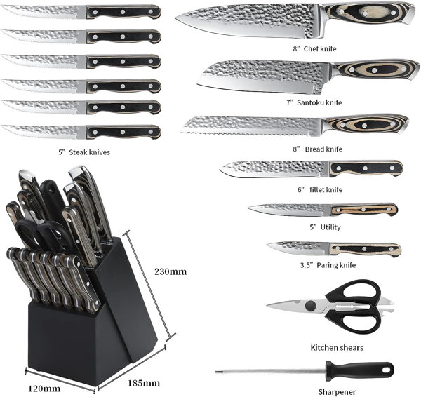 Babish 14 Piece High Carbon Stainless Steel Assorted Knife Set
