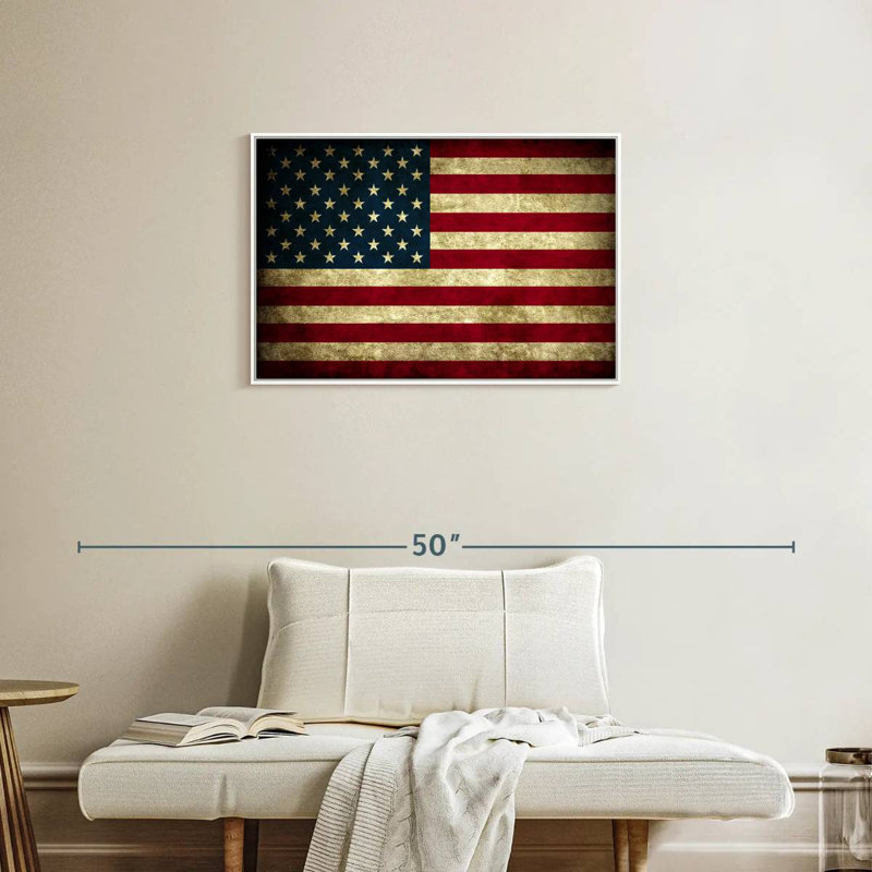 Drapeau rétro des États-Unis, Cadre flottant blanc, 31 po x 21 po