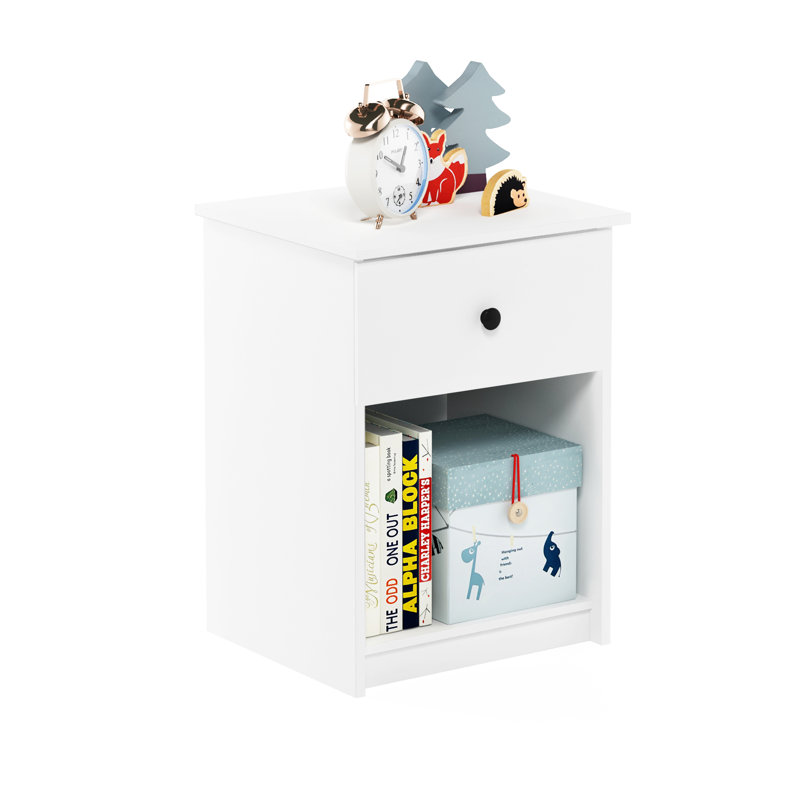 Gillian 45.2cm W Particle Board / Chipboard Bedside Table, White