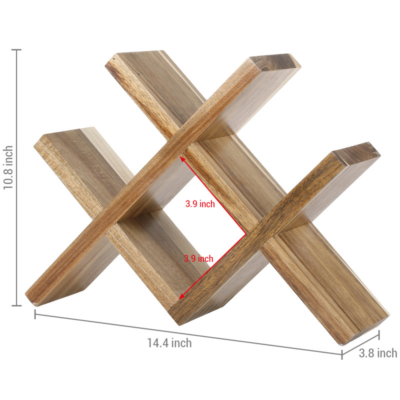 Solid Wood Tabletop Wine Bottle Rack  , Acacia, Light Brown