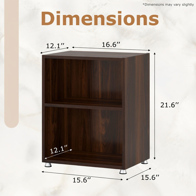 Vitrine moderne à 2 niveaux, capacité de 45 kg, tablette de rangement gain de place pour salon, chambre et bureau, noyer