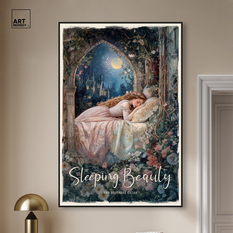 «Classic Sleeping Beauty», toile classique par Art Remedy, H 55 po x l 37 po, Cadre flottant noir