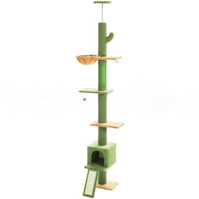 Arbre à chat gothique, du sol au plafond, haute tour à chat, arbre d'escalade à 5 niveaux pour chats d'intérieur avec maisonnette pour chat, poteau à griffes et échelle à hauteur réglable (83 po à 108 po)