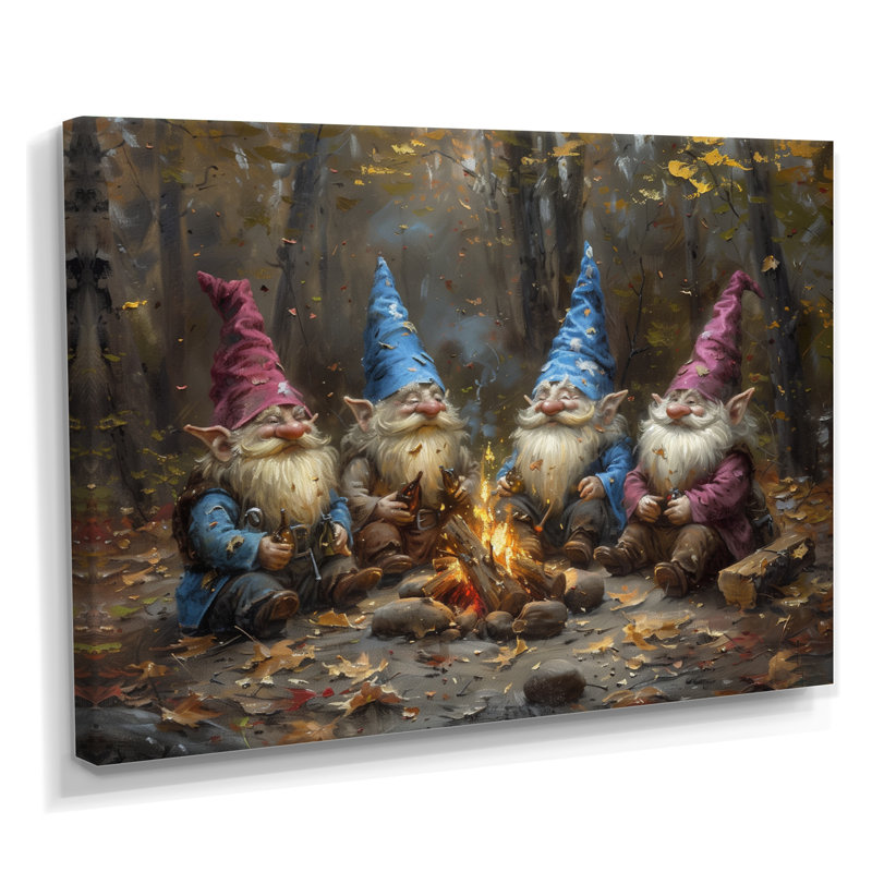 Gnome d'automne bleu et bleu - salon d'art mural gnome, Toile tendue, H 30 po x l 40 po