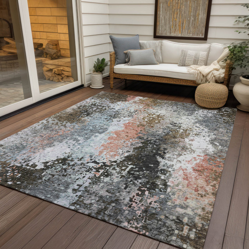 Machine Washable Indoor/Outdoor Boruta ACN2242 Abstract Rug, Rectangle 2'6" x 3'10"