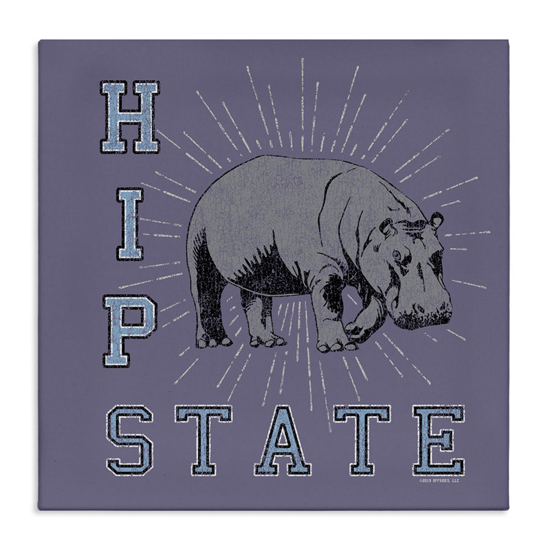 Art mural rétro sur toile «Hippo State» par Spirit Animals / Life Is High, H 24 po x l 24 po