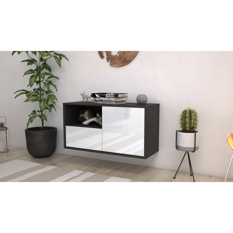 Haimes Unfinished Floating TV Stand, High Gloss White