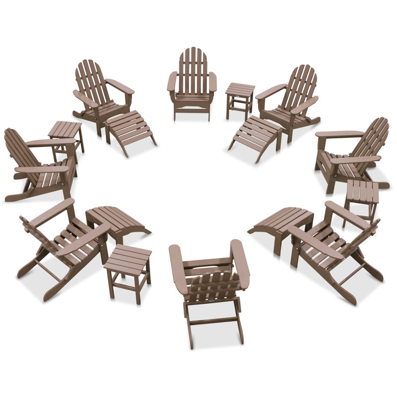 Leighton Foldable Outdoor Adirondack Set, Weathered Wood