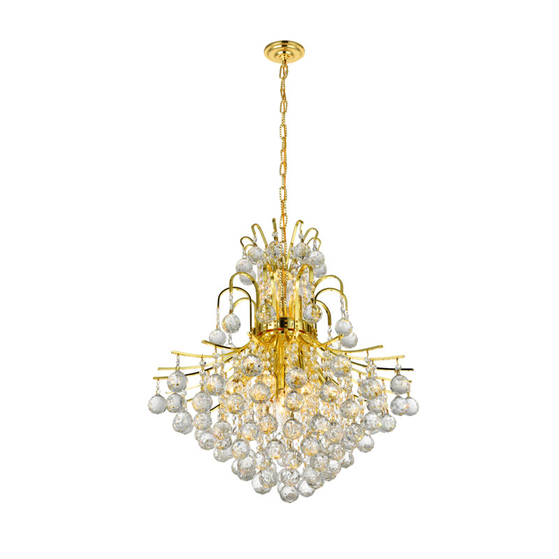 Stoller - Lustre à niveaux lumineux avec accents de cristal, Coupe royale, Doré, 11