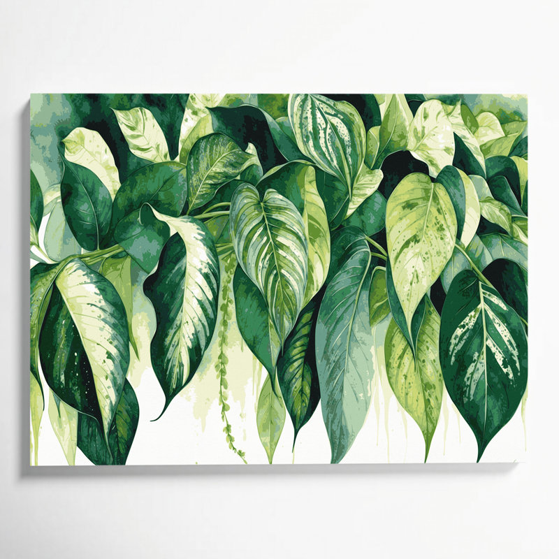 Botanique, art mural beige sur toile de Dieffenbachia, H 12 po x l 18 po