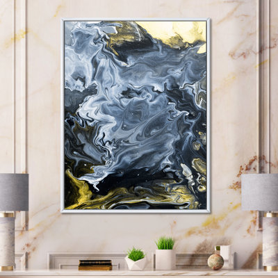 " Gold White And Yellow Marble Clouds IV " Painting Print