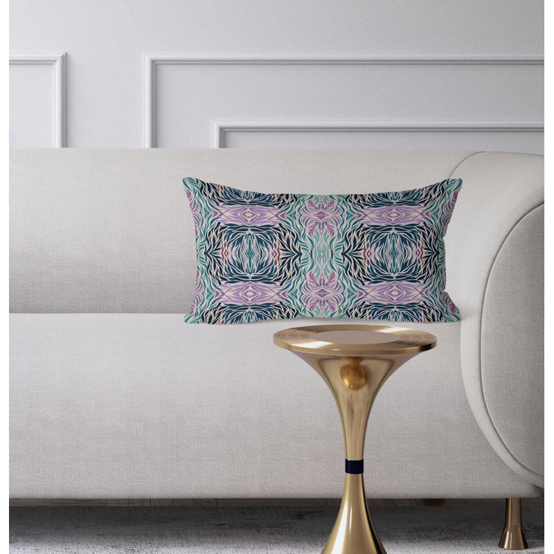 Coussin Leafy, Bleu / Vert / Rose