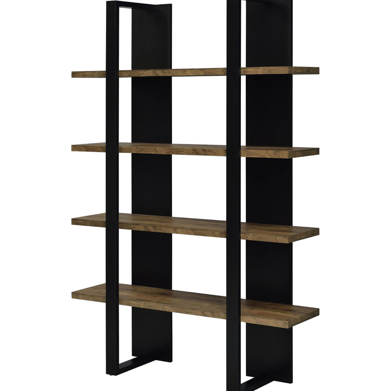 Bibliothèque à 4 tablettes de style moderne, étagère ouverte, idéale pour la présentation de livres de salon avec tablettes verticales, bureau