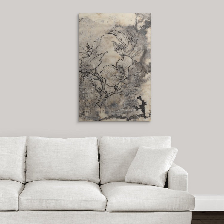 «Tigered Floral I» par Jennifer Goldberger, reproduction d'art, H 36 po x l 24 po x P 1,5 po, Toile