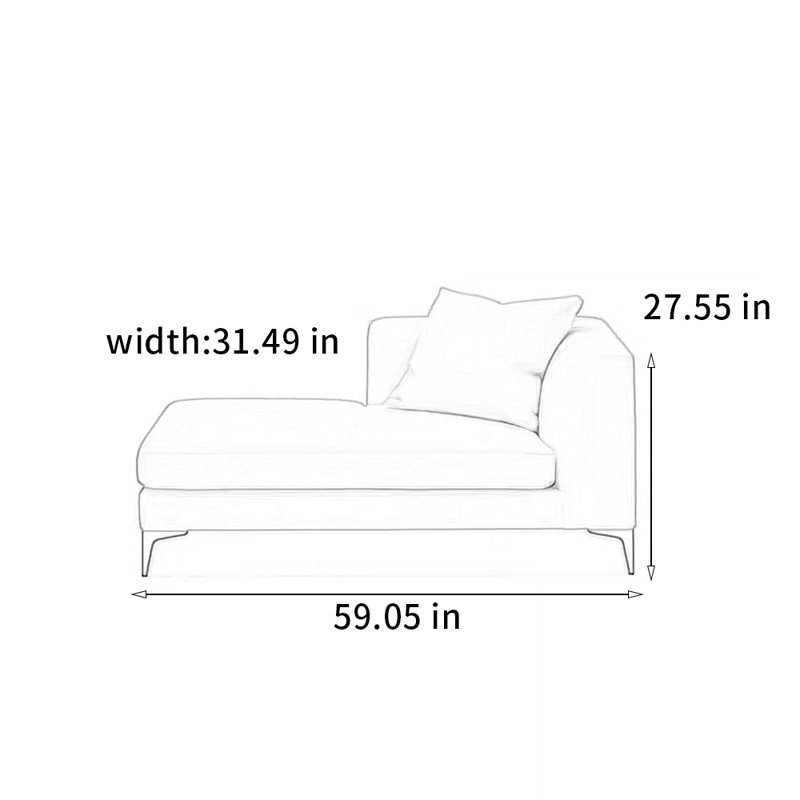 Chaise longue en coton et lin, Bleu marine, Face à la droite
