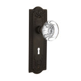 Crystal Round Interior Mortise Door Knob with Meadows Long Plate