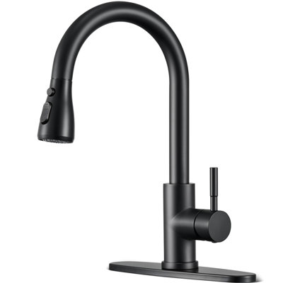 Robinet de cuisine moderne à une poignée avec douchette extractible et sans plomb en acier inoxydable