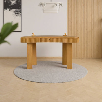 Modern solid wood oak desk with drawers