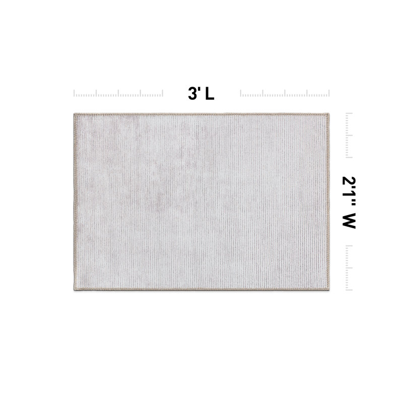 Cinderford Machine Washable Stripe Flatweave Performance Ivory/Grey Area Rug, Rectangle 2' x 3'
