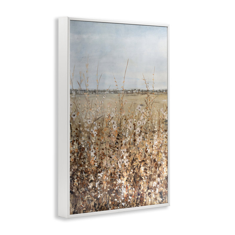 Art de giclée de brin de prairie neutre par June Erica Vess, Giclée encadrée blanc bord de mer, H 18 po x l 12 po