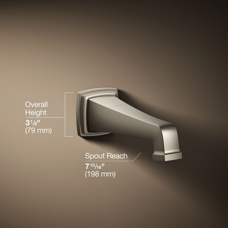 Riff Wall-Mount Non-Diverter Bath Spout, Gray
