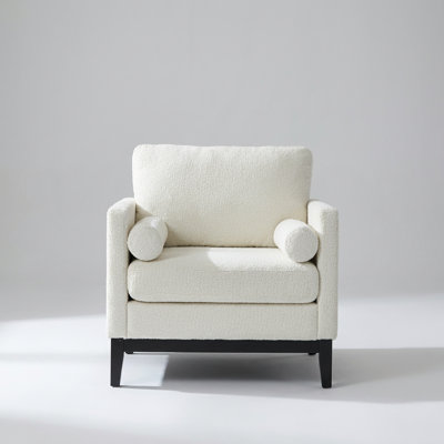 Modern Farmhouse Performance Accent Chair with Textured Upholstery and Bolster Pillows