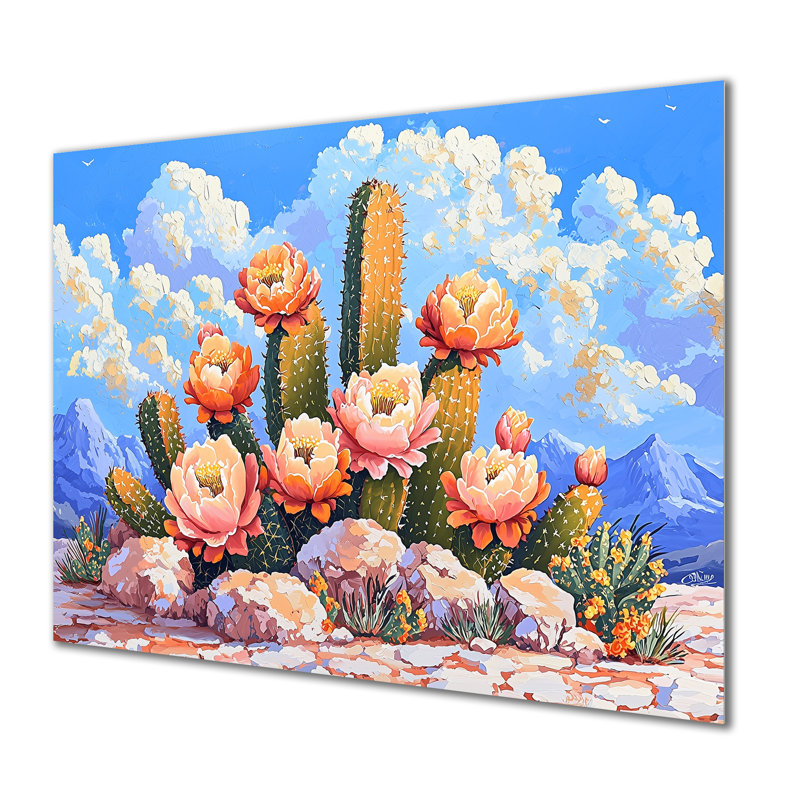 Cactus rose, figue de barbarie à Vegas I, H 12 po x l 20 po x P 0,84 po