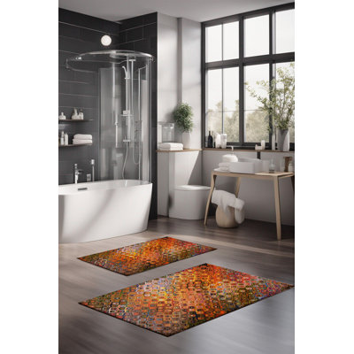 Ensemble de tapis de bain de luxe Eakly (2 pièces), 100% polyester, 16,0 x 23,6 pouces et 23,6 x 39,4 pouces | Conception antibactérienne antidérapante, hauteur de poils de 0,3 po | Lavable à la machine, durable et facile à nettoyer | Idéal pour la décoration de salle de bain