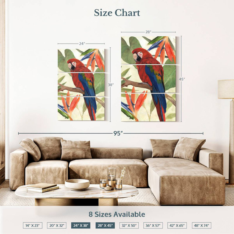 Brampt Tropical Parrot Composition II, 38" H x 24" W