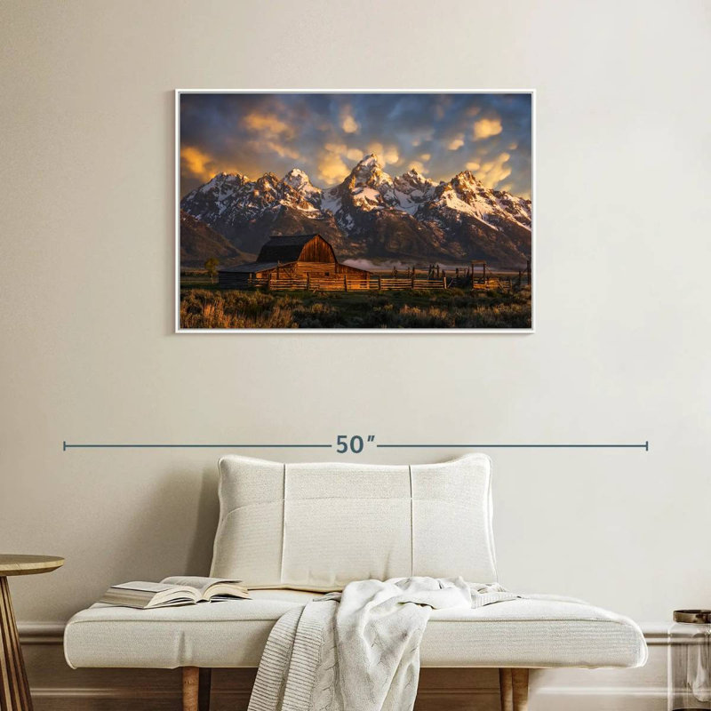 Mormon Row Barn, Cadre flottant blanc, 37 po x 25 po