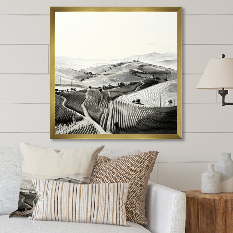 Minimalisme vignoble, reproduction d'art sur toile, H 36 po x l 36 po x P 1,5 po, Cadre doré simple