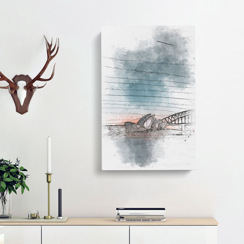 Sydney Opera House in Australia Abstract - Wrapped Canvas Drawing - Wrapped Canvas, 60cm H x 40cm W x 3cm D
