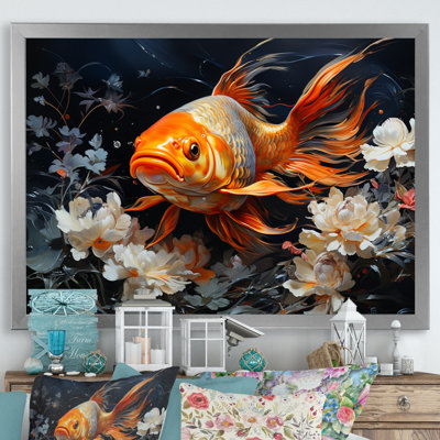 Asian Golden Carp Glowing I " Asian Golden Carp Glowing I " Mixed Media Print